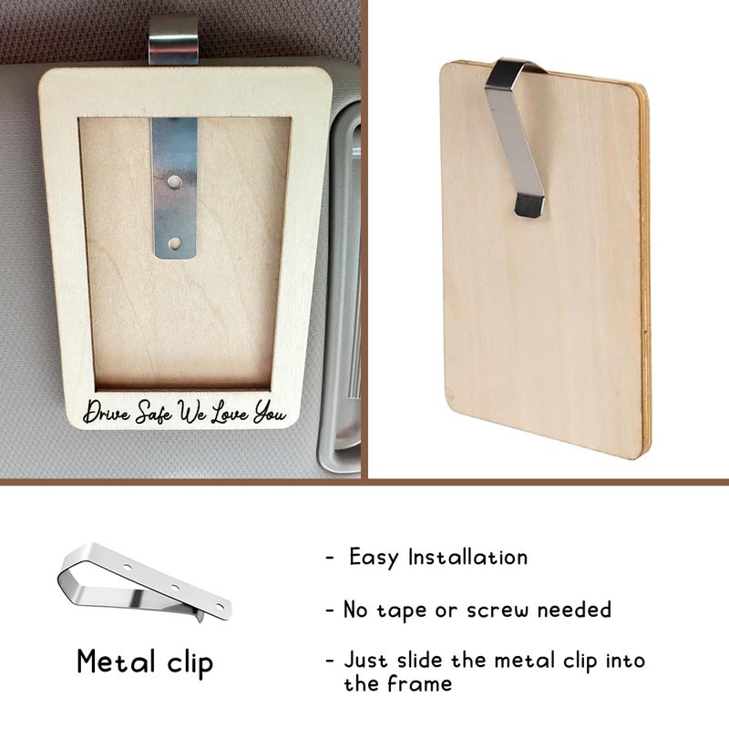 Drive Safe I Love You Car Visor Clip - Drive Safe Photo Car Visor Clips لزوج الأب والأم - هدية عيد الأب 2025 - حامل صور بولارويد للسيارات - مشبك صور لأقنعة الشمس للسيارات - هدايا جديدة للسائق - Image 2